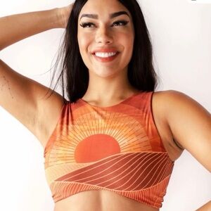 Sunset Orange Women's yoga democracy Crop Top